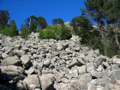 Entre Barba Porca et plaine d'Uovacce :  la coulée de blocs à traverser